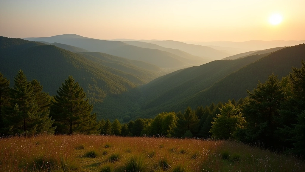 Beautiful panoramic view of Czech protected landscape with green forests and rolling hills
